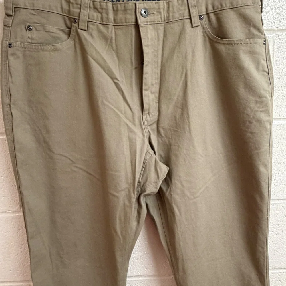 Duluth Mens Flex Fire Hose Work Pants 42x34Tan Khaki Durable Utility Gorpcore